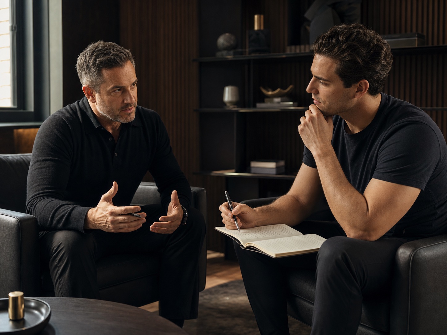 A mind-performance coach helping a client work through a decision